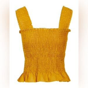 A.PEACH Mustard Ruffle Blouse Size SMALL NWT